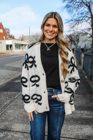 Always Believe Bow Cardigan • Black