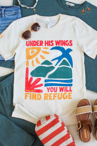 Under His Wings You Will Find Refuge Graphic Tee • Cream