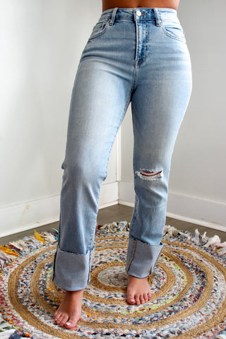 Kenley Wide Cuff Straight • Light Wash