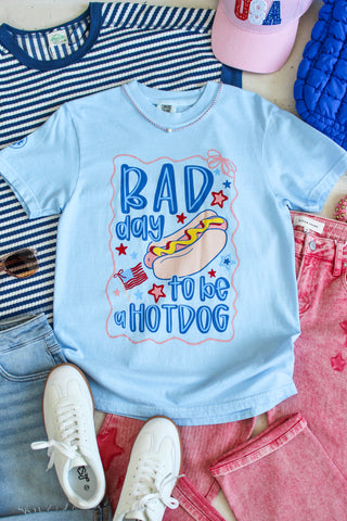 Bad Day To Be A Hotdog Graphic Tee • Light Blue
