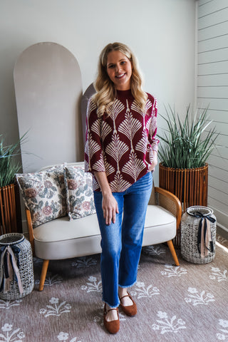 Autumn Moments Mock Neck • Wine