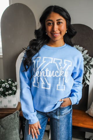 Kentucky Varsity Graphic Sweatshirt • Light Blue