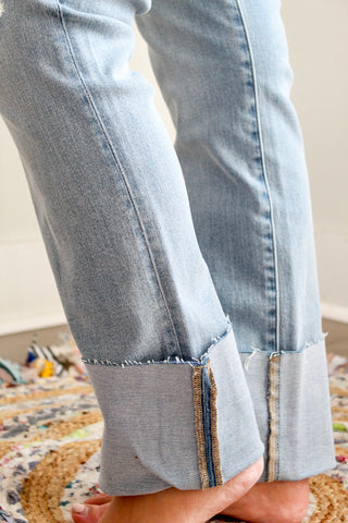 Kenley Wide Cuff Straight • Light Wash