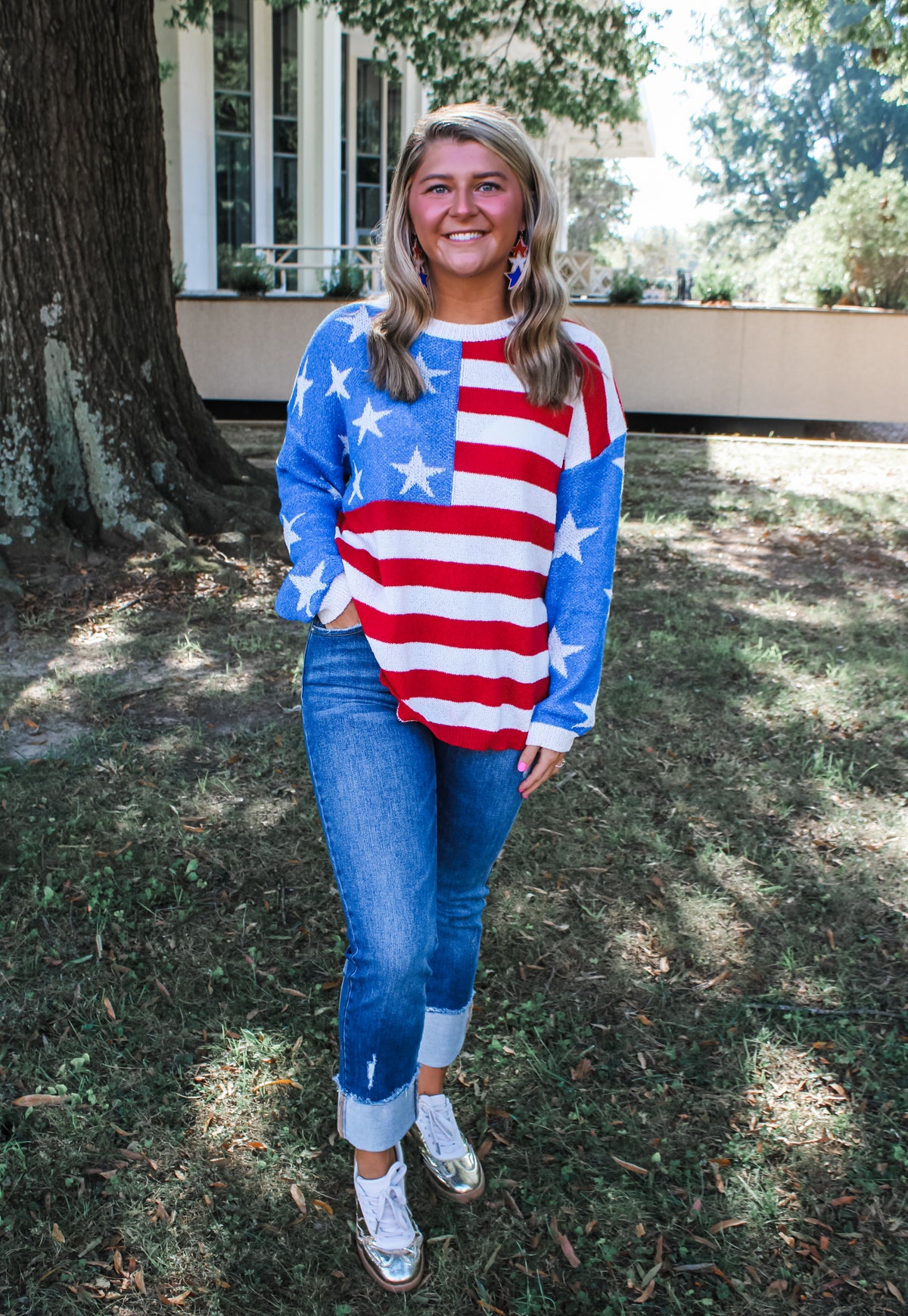 Lady Liberty Sweater • White Multi