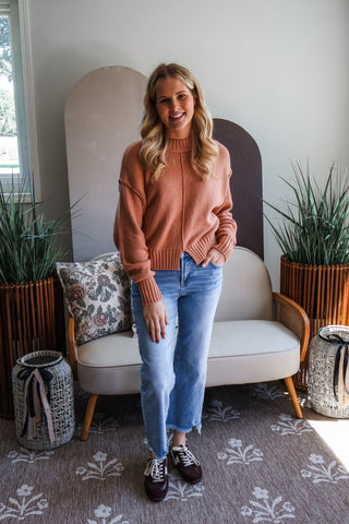 Fall Frenzy 24 • Dusty Peach Seamed Sweater - FINAL SALE