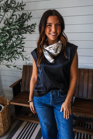 Effortlessly Elegant Satin Top • Black
