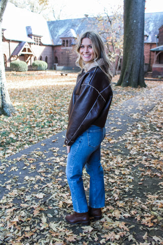 Sadie Sherpa Lined Jacket • Dark Chocolate