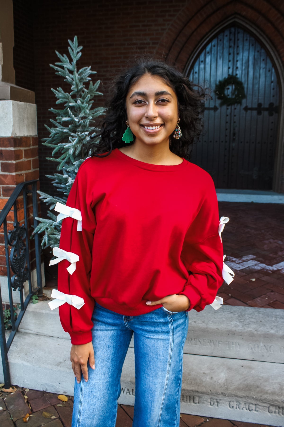 Tied With A Bow Pullover • Red