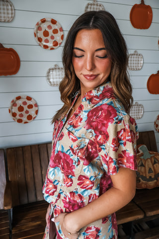 Autumn Romance Denim Top • Tan