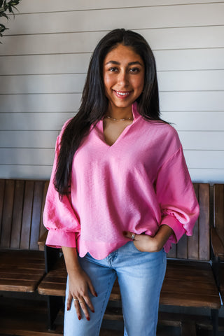 Polished Perfection Scallop Top • Pink