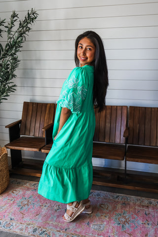 Gorgeous In Green Poplin Dress