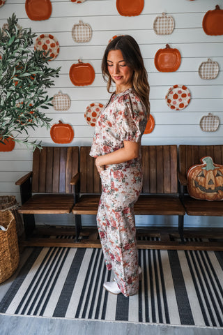 Harvest Blooms Denim Pants • Mocha