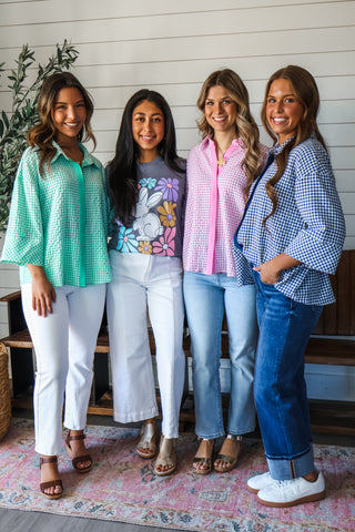 Pretty & Polished Gingham Top • Navy