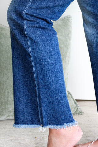 Lara Frayed Hem Straight  • Dark Wash
