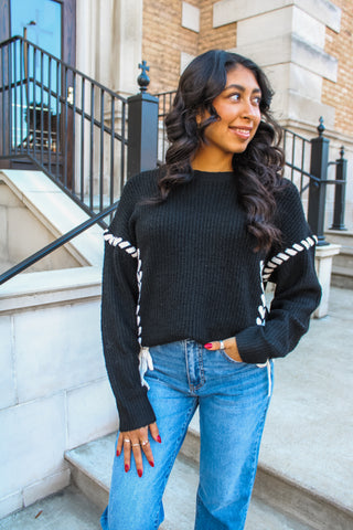 Lace It Up Sweater • Black