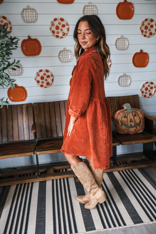 Perfect Fall Escape Shirtdress • Burnt Orange