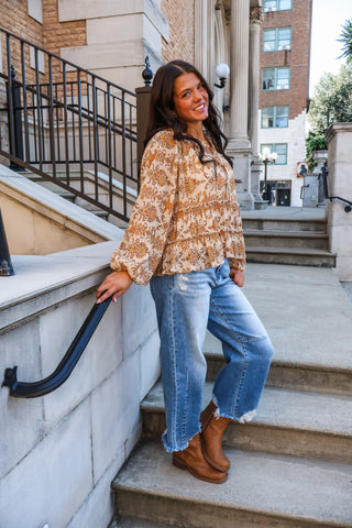 Hazelwood Boho Blouse • Mustard Floral