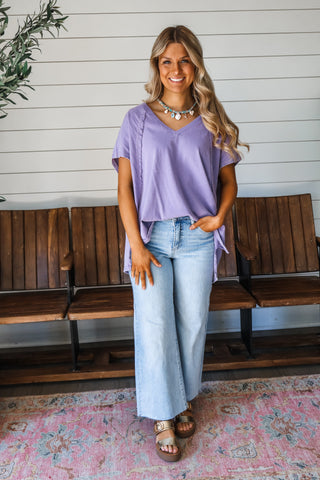 Off The Coast Oversized V-neck • Purple - FINAL SALE
