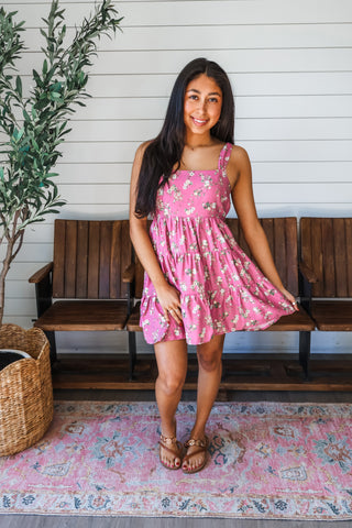 Floral & Flirty Ruffle Dress • Mauve