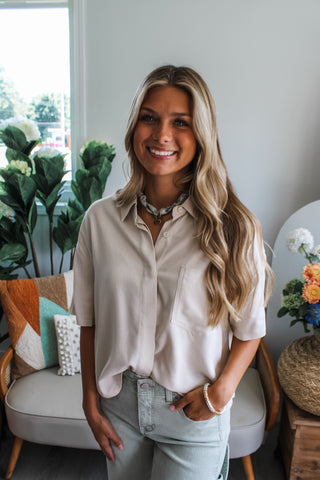 Easy Living Linen Top • Beige - FINAL SALE