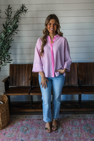 Pretty & Polished Gingham Top • Pink