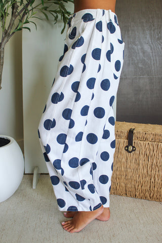 Dolly Polka Dot Barrel Leg • Navy