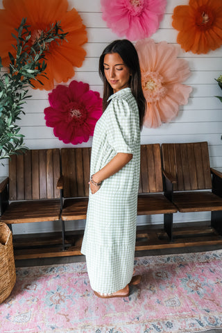 Sunny Steps Gingham Dress • Green