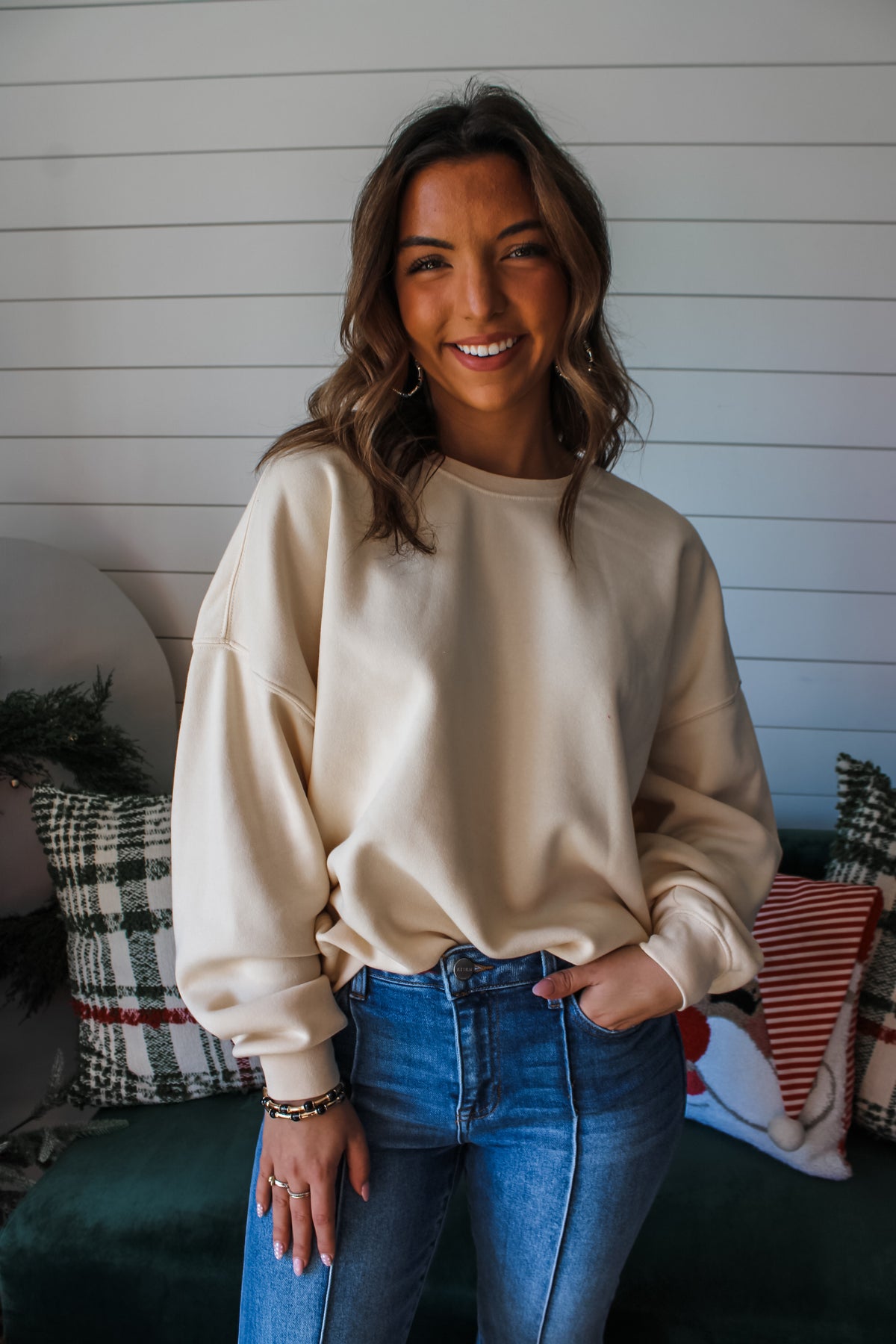 Archer Crewneck Pullover • Cosmic Latte