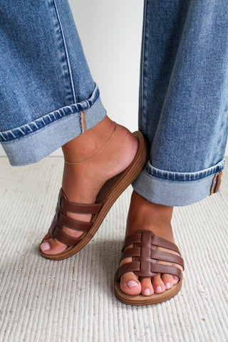 Kenley Strappy Slide • Dark Brown