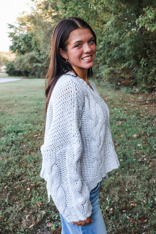 Denver Cable Sweater • Light Grey