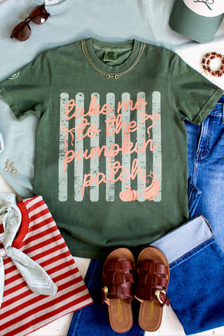 Take Me To The Pumpkin Patch Graphic Tee • Olive
