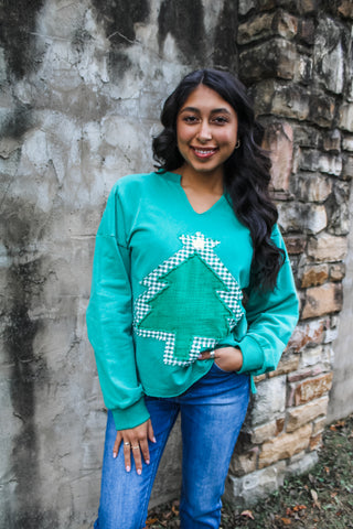 Trim The Tree Patchwork Top • Green