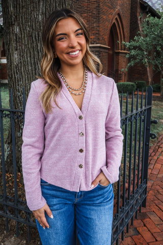 Quiet Luxury Cardigan • Heather Mauve