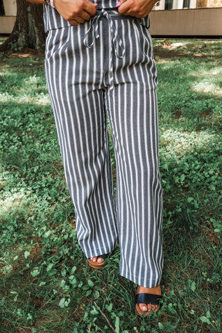 Siesta Stripes Pant Set • Grey