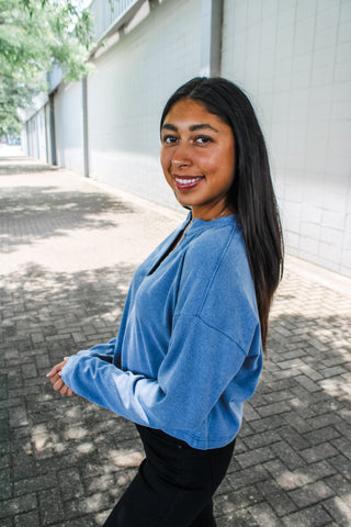 Fall Favorite Henley • Blue - FINAL SALE