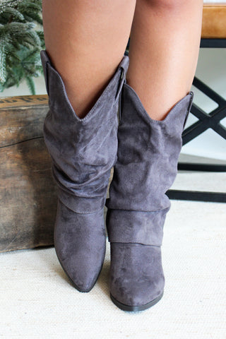 Freida Foldover Slouch Boot • Grey