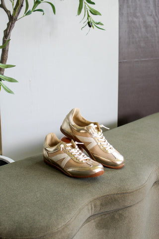 Mavis Mesh Panel Sneaker • Gold