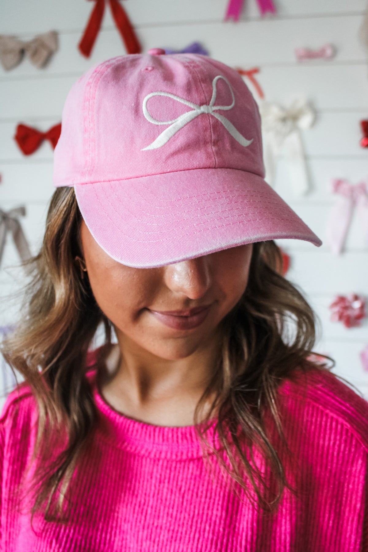 Bowtastic Beauty Embroidered Hat • Vintage Pink