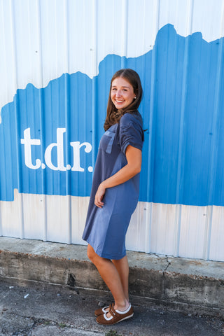 Out Of Pocket Colorblock Dress • Blue