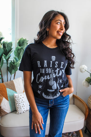 Raised On 90’s Country Graphic Tee • Black