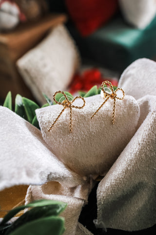 Holiday Twist Bow Earrings • Gold