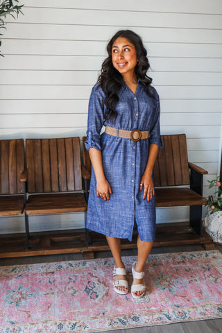 Sunday Brunch Belted Shirtdress • Denim - FINAL SALE