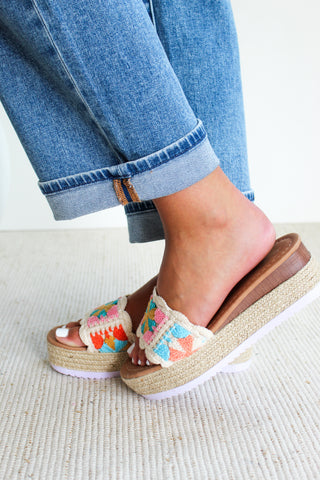 Paloma Platform Crochet Sandal • Beige - FINAL SALE