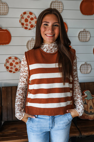 Taking Sides Sweater Vest • Rust Stripe