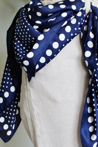 Polka Dot Mix Printed Scarf • Navy
