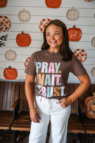 Pray Wait Trust Graphic Tee • Mocha