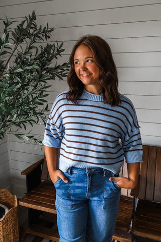Coffee Date Stripes • Baby Blue