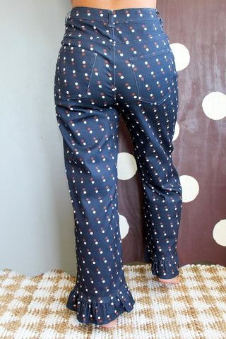The Piper Dot Denim Pants • Navy