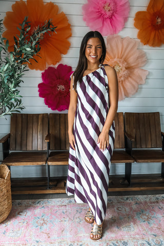 Capri Coast One-Shoulder Maxi