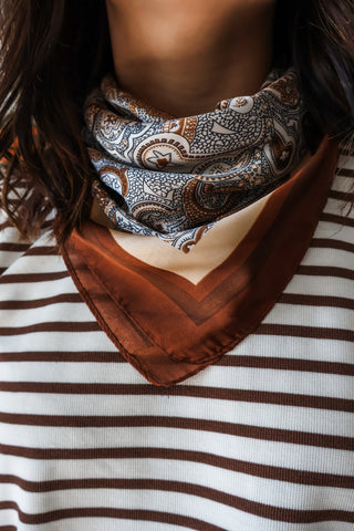 Boots & Bonfires Silk Scarf • Brown